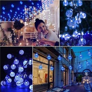 🆕 Solar String Lights Outdoor 50 Led 24 Ft 1in Crystal Globe Lights